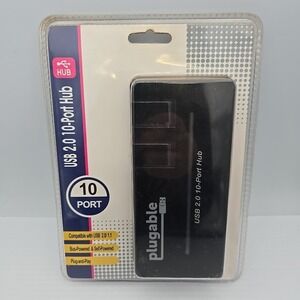 Plugable USB 2.0 / 10 Port Hub With Power Adapter NEW FACTORY SEALED!